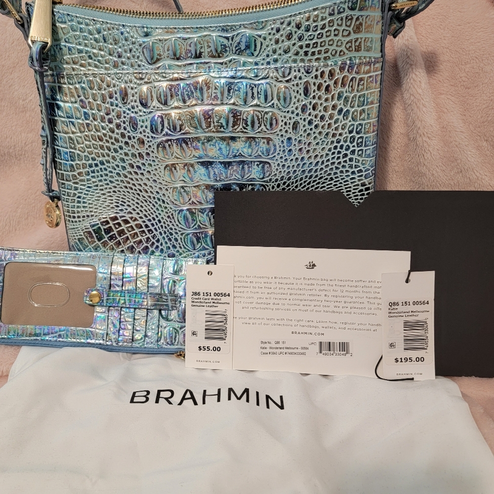 BRAHMIN Wonderland Katie and credit card wallet set